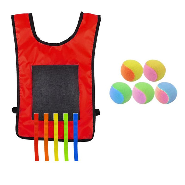 Children Dodgeball Vest - Parent-child Outdoor Games With 5 Balls, Specification: Small + 5 Tails (Red)