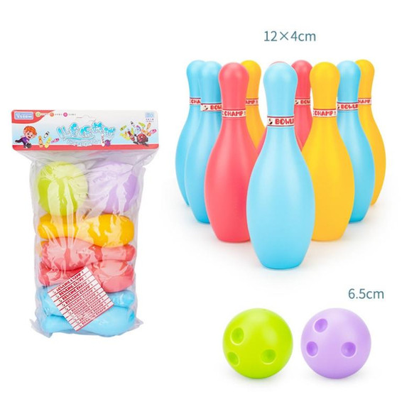 3 Sets Children Sports Recreation Plastic Bowling Toy Set, Size: 12cm