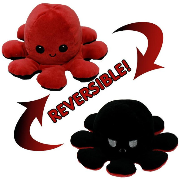 2 PCS Flipped Octopus Doll Double-Sided Flipping Doll Plush Toy(Claret+Black)