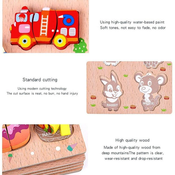 2 PCS Wood Blocks Cutting or Stringing Cube Puzzle Early Education Intelligence Toys - Children(Fruit-Cutting )