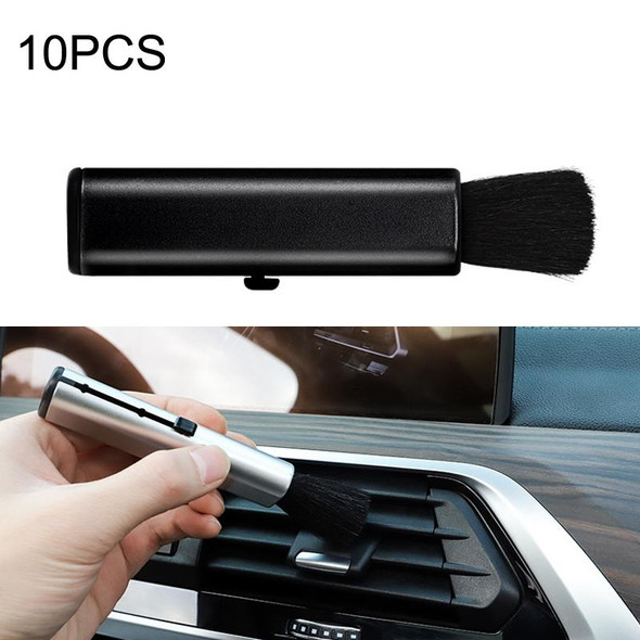 10 PCS Car Air Conditioner Air Outlet Telescopic Cleaning Brush, Color: Black