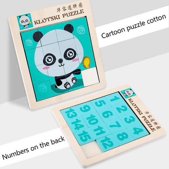 2 PCS Cartoon Animal Double-Sided Klotski Puzzle Children Wooden Toy Early Education Jigsaw Puzzle(Giraffe)