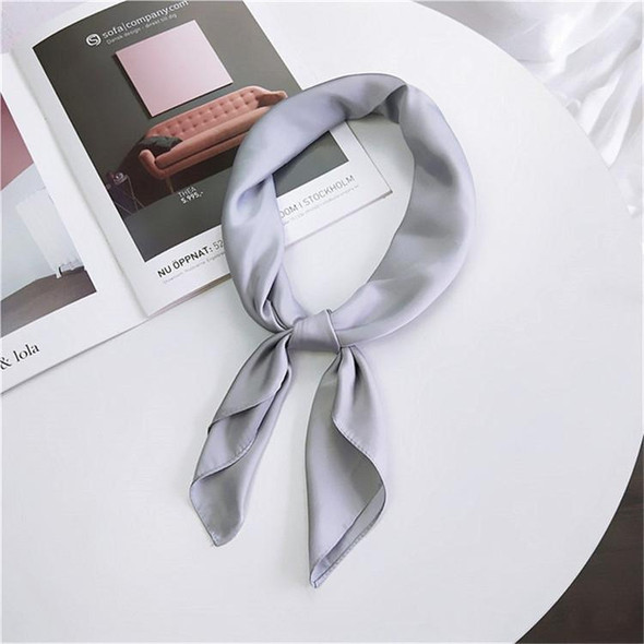 Soft Imitated Silk Fabric Solid Color Small Square Scarf Professional Silk Scarf for Women, Length: 70cm(Light Grey)
