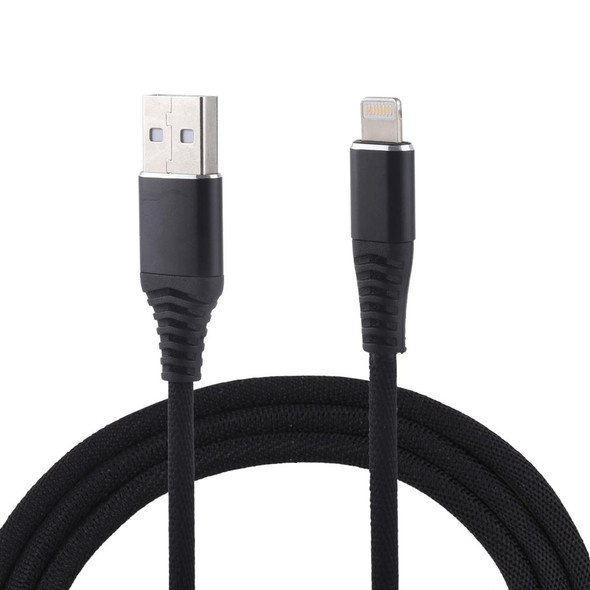 1m Cloth Braided Cord USB A to 8 Pin Data Sync Charge Cable for iPhone, iPad(Black)