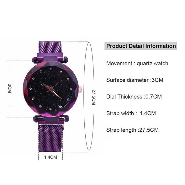 Luxury Mesh Ladies Clock Magnet Buckle Starry Diamond Geometric Quartz Wristwatch Women Watches(Rose gold)