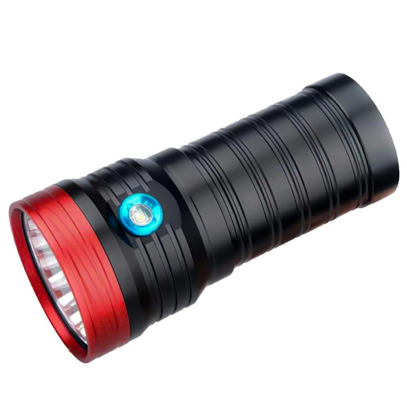 3 Gears, DB18 18xT6, Luminous Flux: 5400lm LED Flashlight, with 4 18650 Batteries (Red Black)
