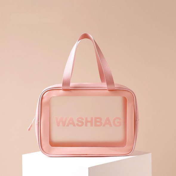 2 PCS Frosted Translucent Waterproof Storage Bag Cosmetic Bag Swimming Bag Wash Bag Pink L