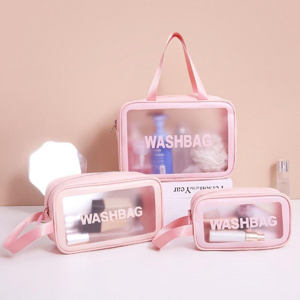 2 PCS Frosted Translucent Waterproof Storage Bag Cosmetic Bag Swimming Bag Wash Bag White M