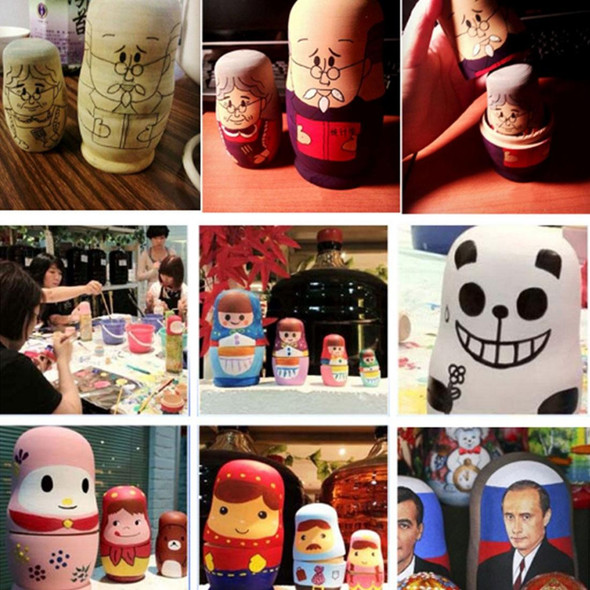 25PCS (5Sets) Creative DIY White Embryo Russian Five Layers of Dolls