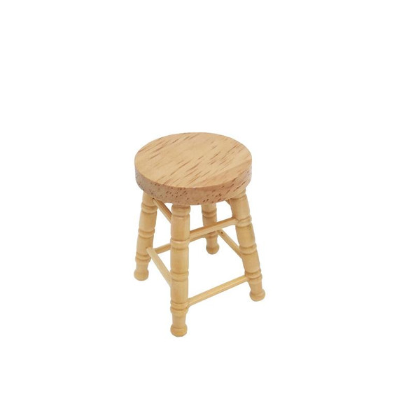 1:12 Doll House for Bar Cabinet Table High Wooden Color Stool(Log color )