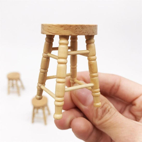 1:12 Doll House for Bar Cabinet Table High Wooden Color Stool(Log color )
