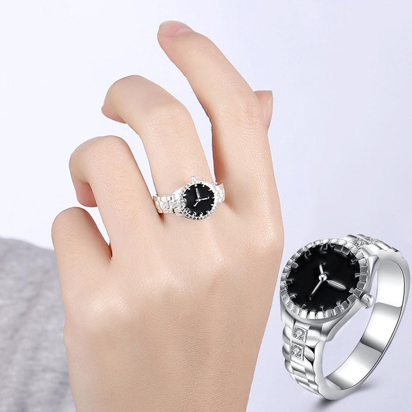 Creative Diamond Dial Quartz Watch Rings(8)