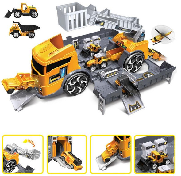 Children Toy Tractor Container Truck Simulation Parking Lot Car Model Set(Engineering vehicle)