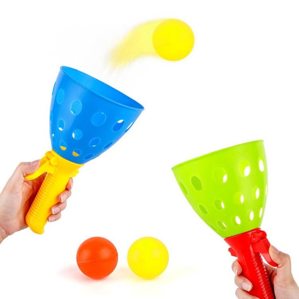 2 Sets Children Toy Throwing Ball Parent-Child Outdoor Bouncy Ball Game Kit, Random Color Delivery(4 Catapults + 8 Balls)