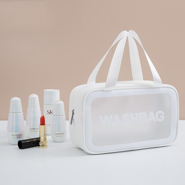 2 PCS Frosted Translucent Waterproof Storage Bag Cosmetic Bag Swimming Bag Wash Bag White M 2 Handles