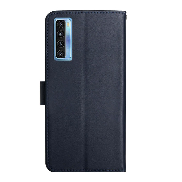TCL 20L+ Genuine Leather Fingerprint-proof Flip Phone Case(Blue)