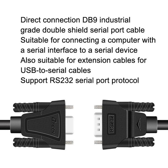 DTECH RS232 Serial Direct Line DB9 Extension Line Male to Male 3m