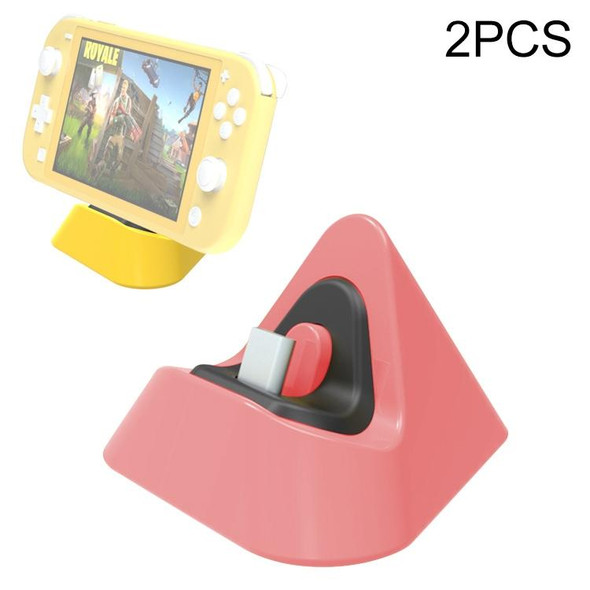 2 PCS DOBE TNS-19062 Host Charging Bottom Portable Triangle Game Console Charger - Switch / Lite(Coral Red)
