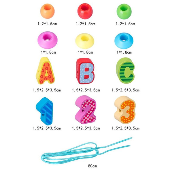 100 PCS / Set Letter+Traffic Children Stringing Threading Toys Early Education Cognitive Wooden Beads