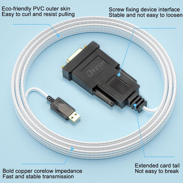 DTECH DT-5002A 1.8m USB To RS232 Serial Line DB9 Needle COM Port