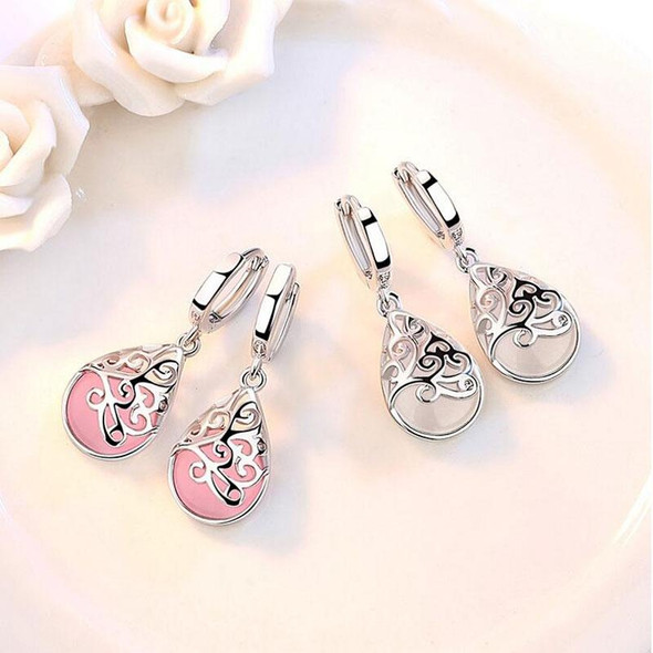 925 Sterling Silver Moonlight Opal Tears Totem Drop Earrings(pink)