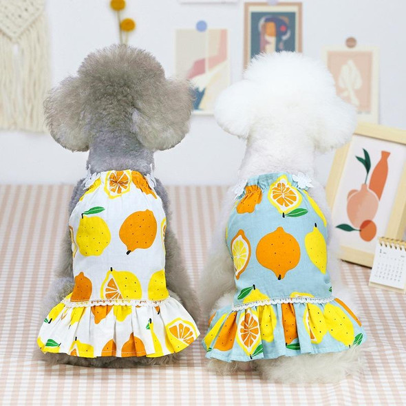 Pet Clothing Dog Cat Dress Lemon Skirt, Size: M(White)