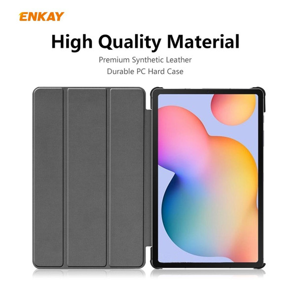 Samsung Galaxy Tab S6 Lite P610 / P615 / Tab S6 Lite 2022 / P613 / P619 ENKAY 3-Fold Plastic Leather Smart Tablet Case(Black)
