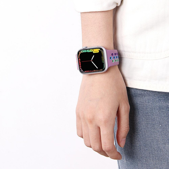 Apple Watch Series 7 41mm / 6 & SE & 5 & 4 40mm / 3 & 2 & 1 38mm Rainbow Sport Watch Band (Purple)