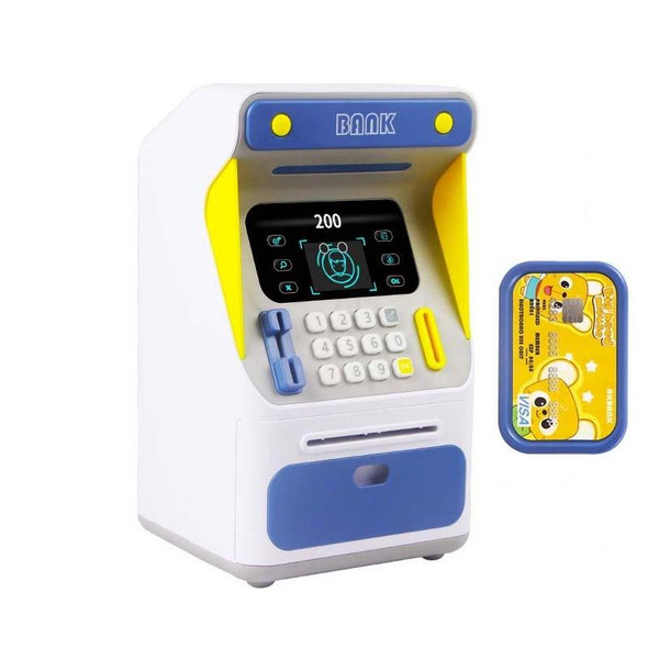 Simulation Face Recognition ATM Cash Deposit Box Simulation Password Automatic Rolling Money Safe Deposit Box, Colour: Blue (Charging Version)