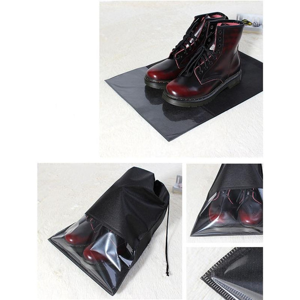 10 PCS Waterproof Shoes Storage Bag Pouch Portable Travel Organizer Drawstring Bag Cover Non-Woven Organizer, Size:32x44cm(Black)