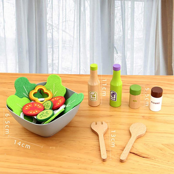 Children Simulation Kitchen Set Baby Wooden Food Cutting Pretend Play Toy Delicious Salad Set