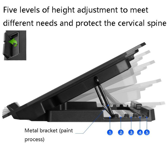 ICE COOREL N106 Laptop Base Adjustment Radiator Dual-Fan Notebook Cooling Bracket, Colour: Flagship Version (Knight Black)