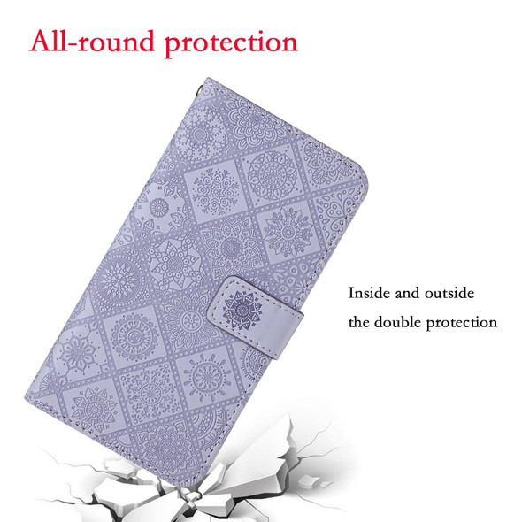 Ethnic Style Embossed Pattern Leatherette Phone Case - iPhone 13 mini(Purple)