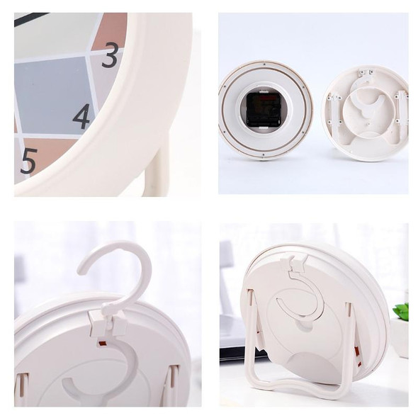 Round Waterproof Wall Clock Kitchen And Bathroom Desktop Clock Ornaments(White )