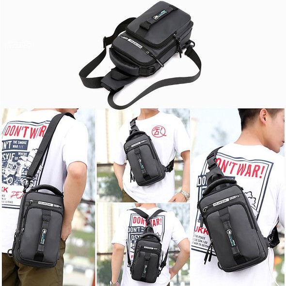 HaoShuai 1100-1 Men Chest Bag Multifunctional Single / Double Shoulder Backpack with External USB Charging Port(Navy Blue)