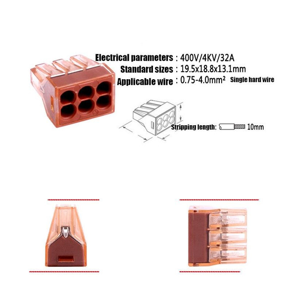 10 PCS VSELE VSE-606A Four-Hole Multi-Function Terminal Block Wire Quick Connector