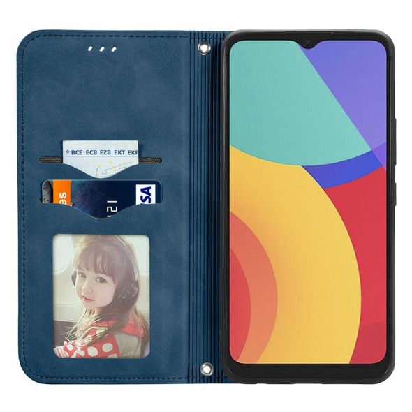 Alcatel 1S 2021 Retro Skin Feel Business Magnetic Horizontal Flip Leatherette Case with Holder & Card Slots & Wallet & Photo Frame(Blue)