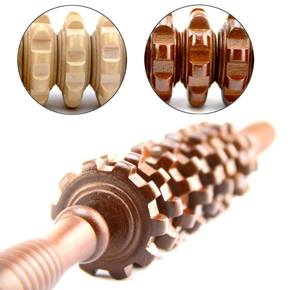 2 PCS Wooden Abdominal Massager Leg Roller Massager(Nine Wheels White)