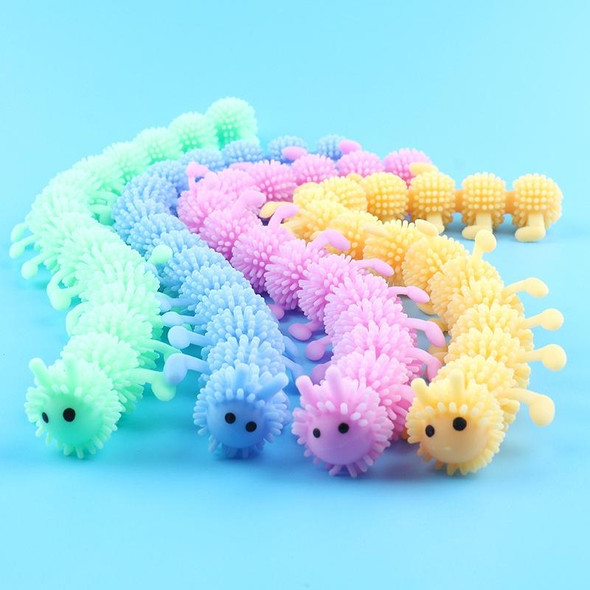 12 PCS Children Soft Rubber 16-Section Caterpillar Stretch Decompression Toy(Yellow)