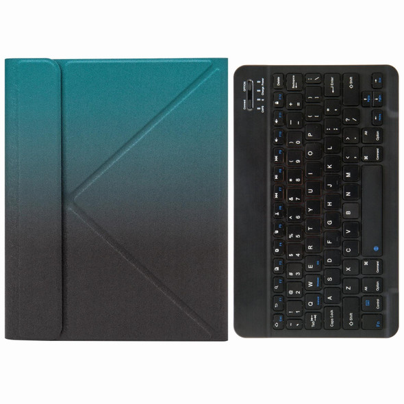 H-102 Bluetooth Keyboard Leather Case with Rear Three-fold Holder - iPad 10.2 2020 & 2019 / Pro 10.5 inch(Dark Night Green)