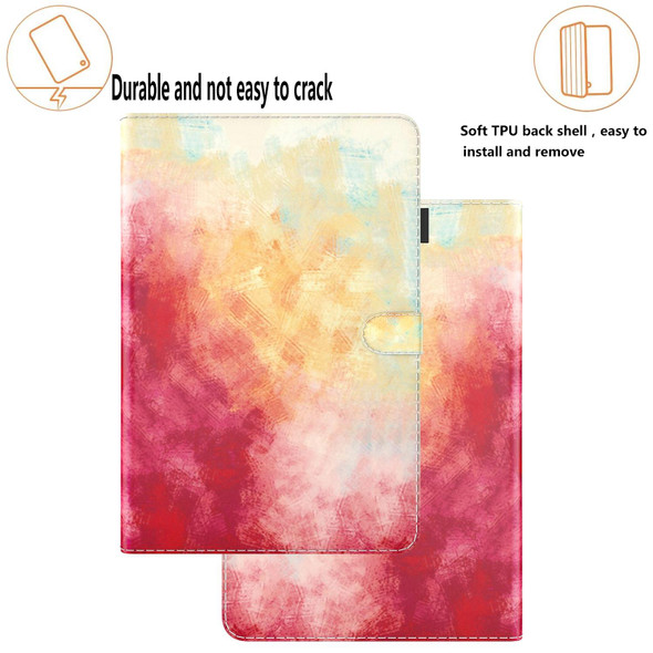 Samsung Galaxy Tab S7 FE 12.4 inch 2021 T730 / T736 Voltage Watercolor Pattern Skin Feel Magnetic Horizontal Flip PU Leather Case with Holder & Card Slots & Photo Frame(Spring Cherry)