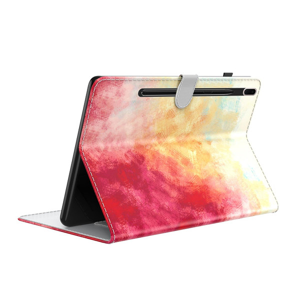 Samsung Galaxy Tab S7 FE 12.4 inch 2021 T730 / T736 Voltage Watercolor Pattern Skin Feel Magnetic Horizontal Flip PU Leather Case with Holder & Card Slots & Photo Frame(Spring Cherry)