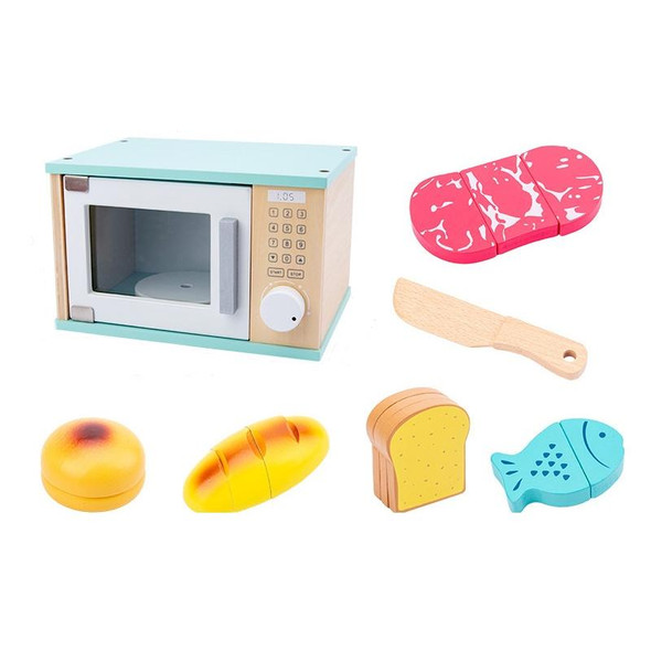Children Simulation Kitchen Set Baby Wooden Food Cutting Pretend Play Toy Mini Oven