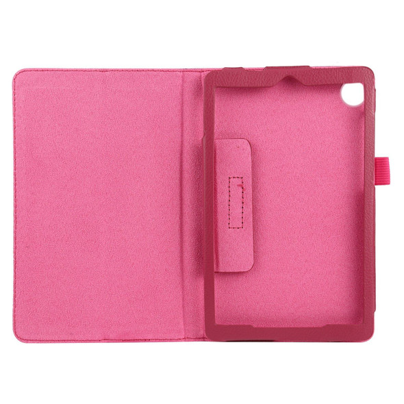 Lenovo Tab M7 Litchi Texture Solid Color Horizontal Flip Leather Case with Holder & Pen Slot(Rose Red)
