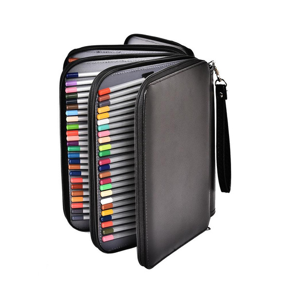 184 Hole Art Storage Pencil Case Multicolor Sketch Pen Color Lead Large Capacity Stationery Box(Black)