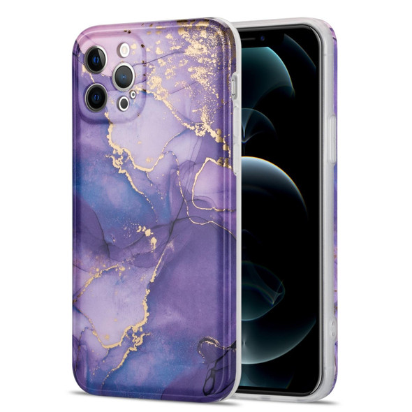 Glazed Marble Pattern TPU Shockproof Protective Case - iPhone 12(Purple)