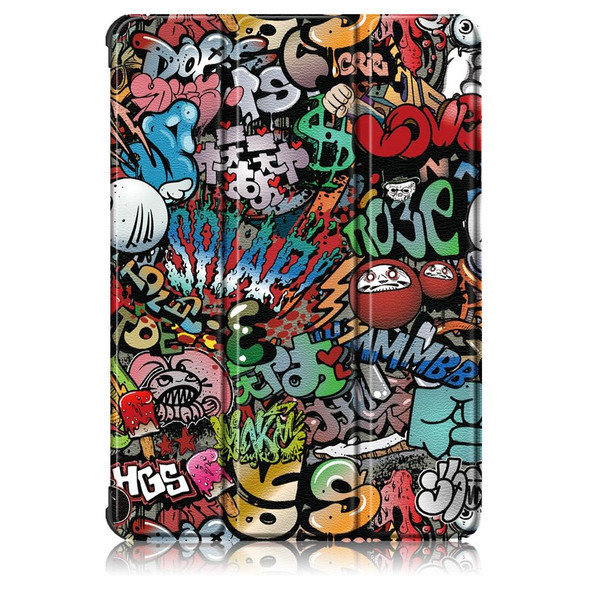 Samsung Galaxy Tab S7 FE 12.4 inch Painted TPU Horizontal Flip Tablet Leather Case with 3-Fold Holder & Sleep / Wake-up Function(Graffiti)