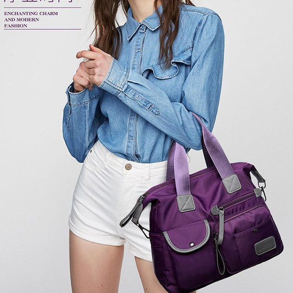 Waterproof Oxford Cloth Handbag Casual Nylon Shoulder Diagonal Bag Female Bag Canvas Bag(Purple)