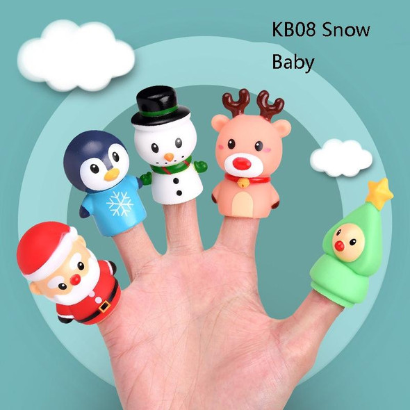 Children Early Education Finger Doll Set Animal Parent-Child Interactive Puppet Toy(KB08 Snow Baby)