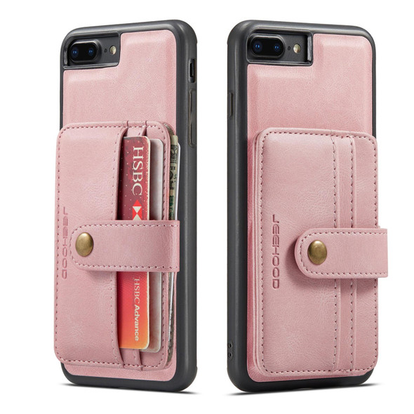 JEEHOOD RFID Blocking Anti-Theft Wallet Phone Case - iPhone SE 2022 / SE 2020 / 7 / 8(Pink)